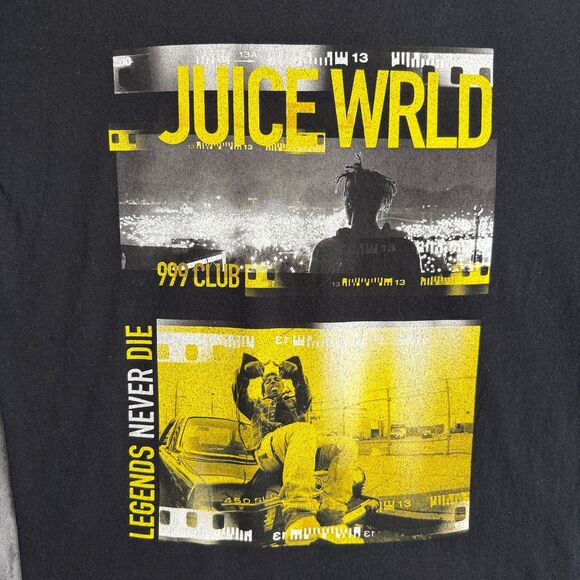Juice Wrld Rap T Shirt Size X-Large Legends Never Die Hip Hop Black 999 - Picture 2 of 7